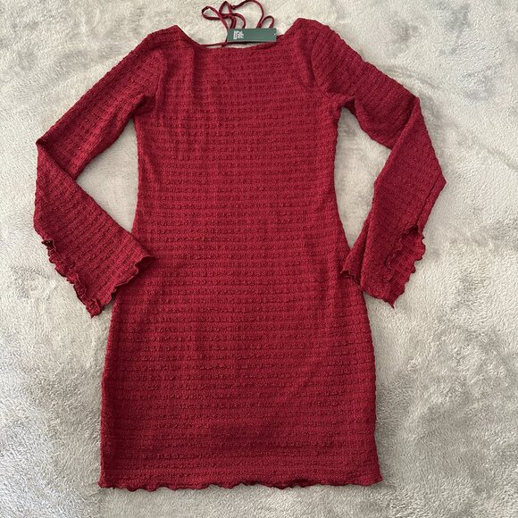 NWT Wild Fable Red Long Sleeve Mini Dress XS Whimsigoth Witchy Romantic - Picture 1 of 5